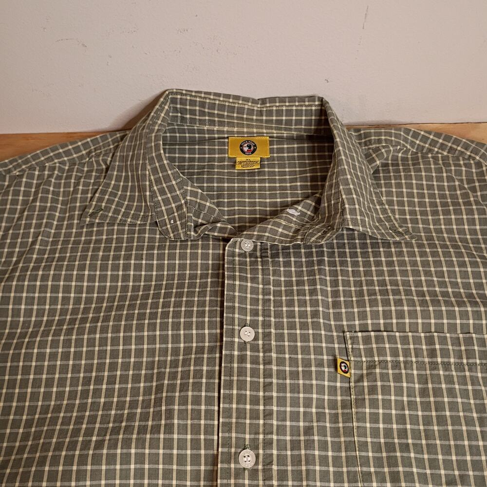 Vintage Duck Head Plaid Button Up Shirt Mens XL 100% Cotton Green Yellow
